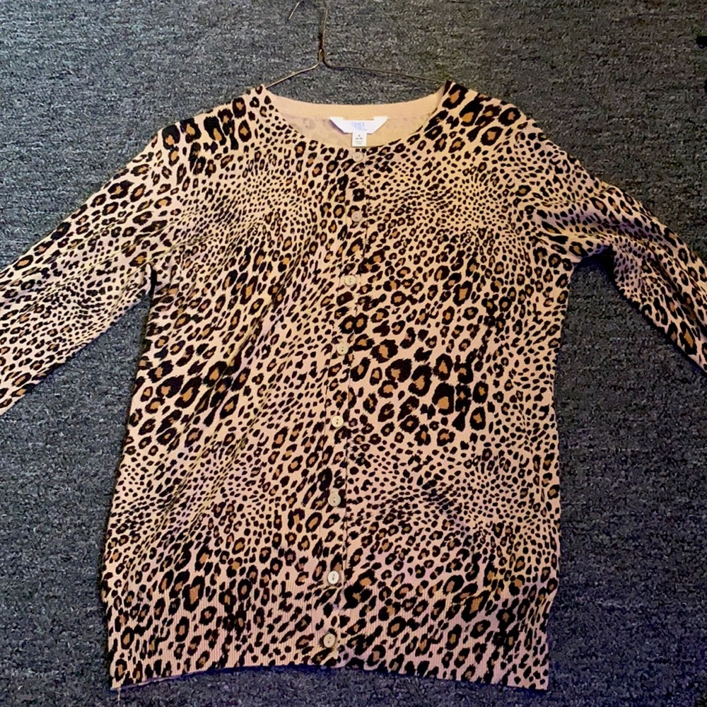 leopard button up sweater